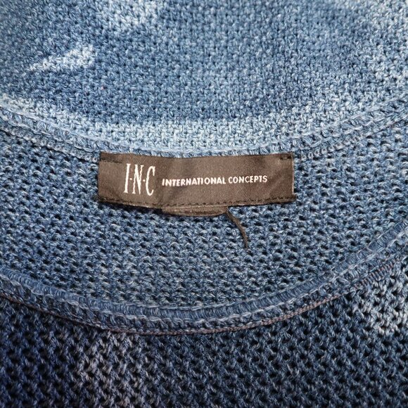 INC Womens Open Knit Cold Shoulder Blue Boho Top Size Large - Picture 12 of 16